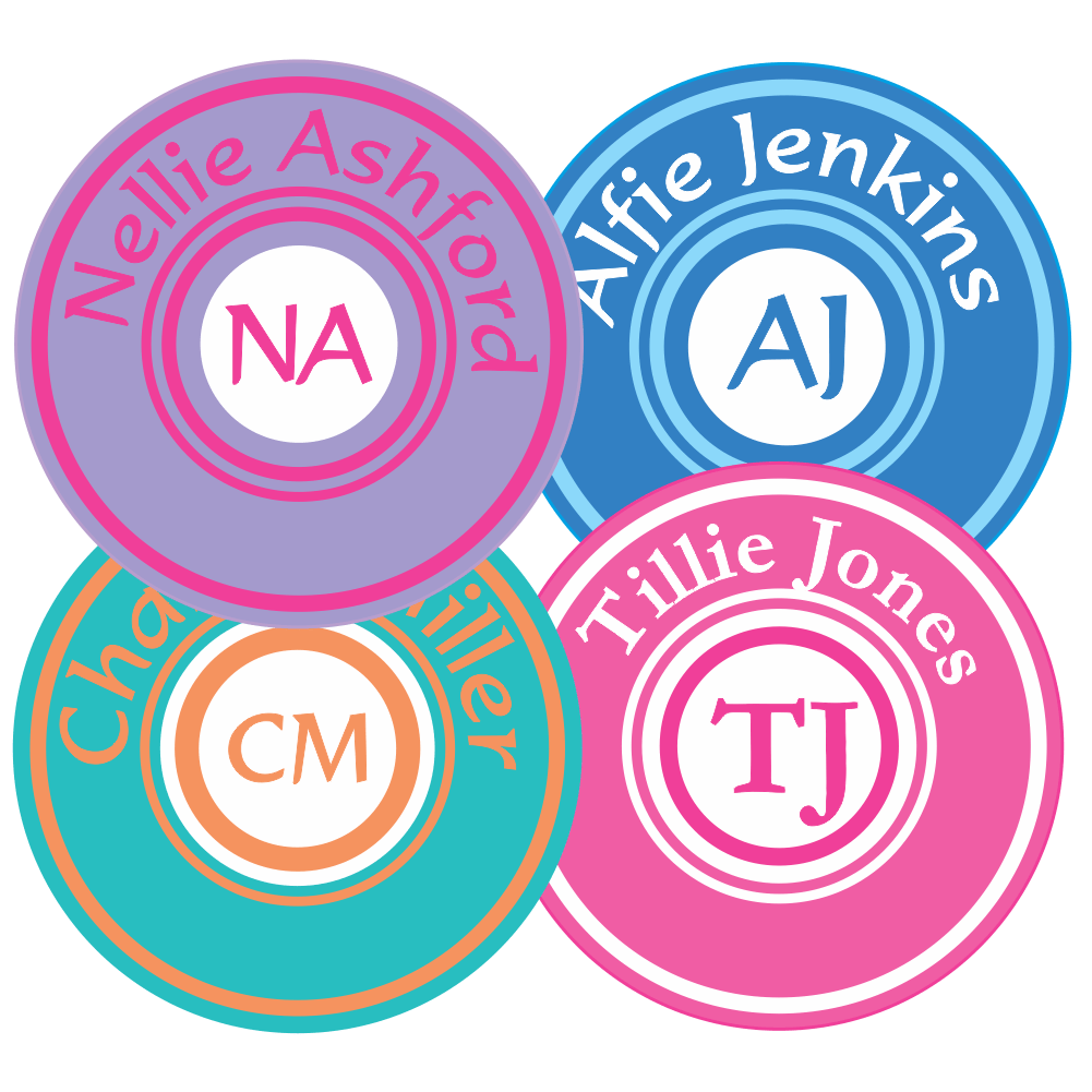 Round Monogram Name Labels Monogram Stickers Nameitlabels UK