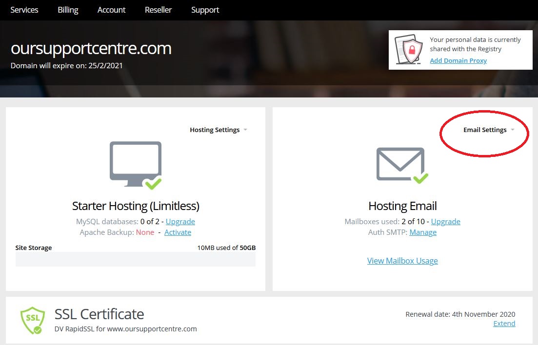 How to configure spam filtering Support Centre names.co.uk