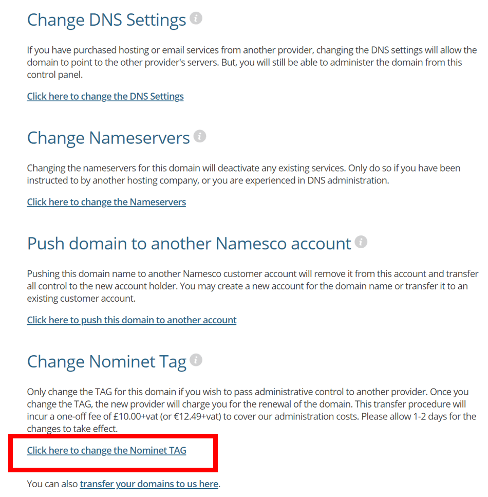 How to transfer a Domain Name away from us Support Centre names.co.uk