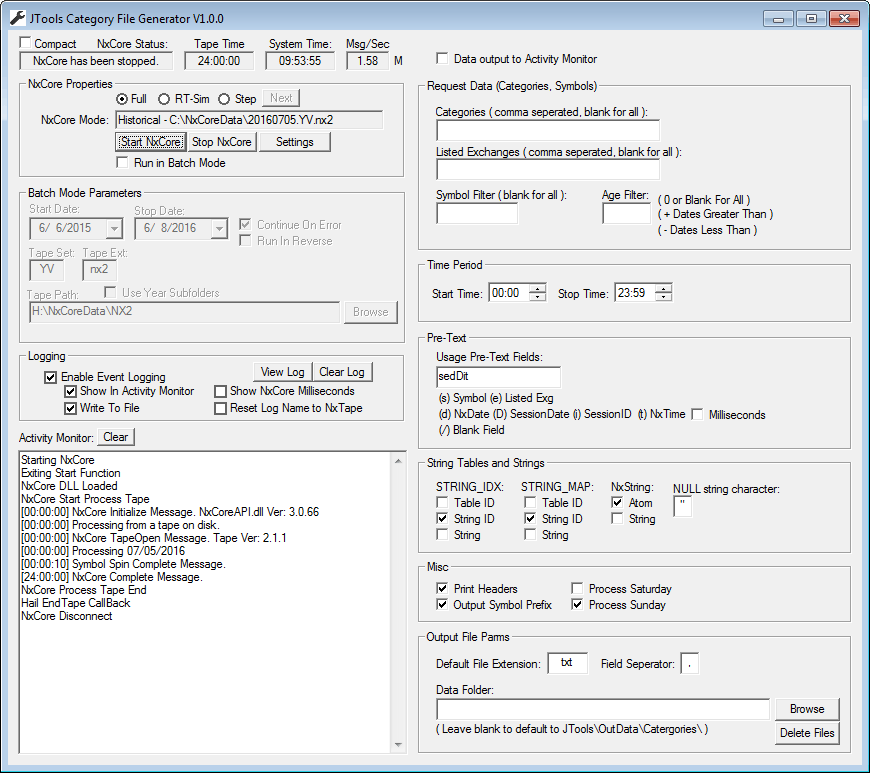 Nanex JTools Category File Generator