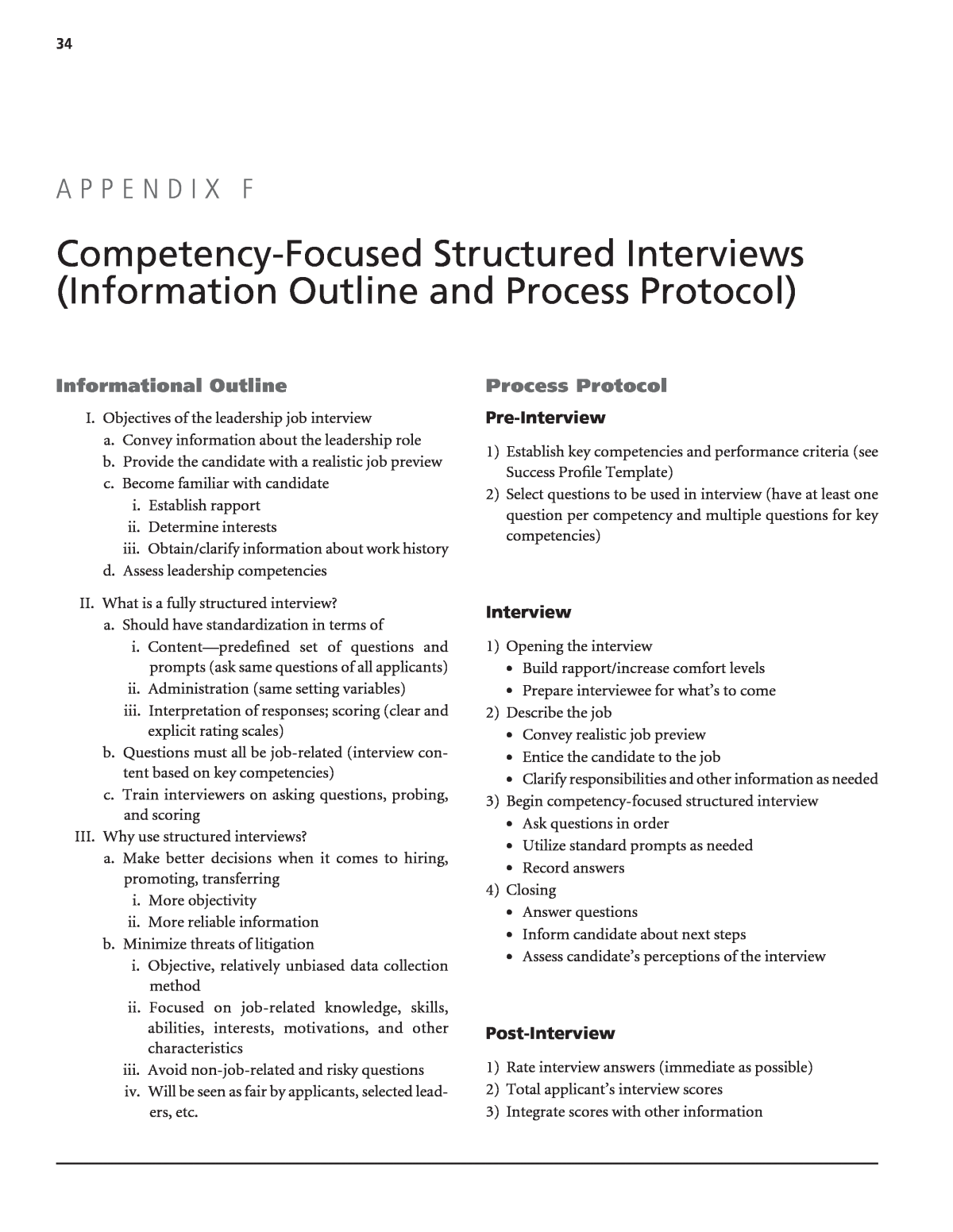 Appendix F CompetencyFocused Structured Interviews