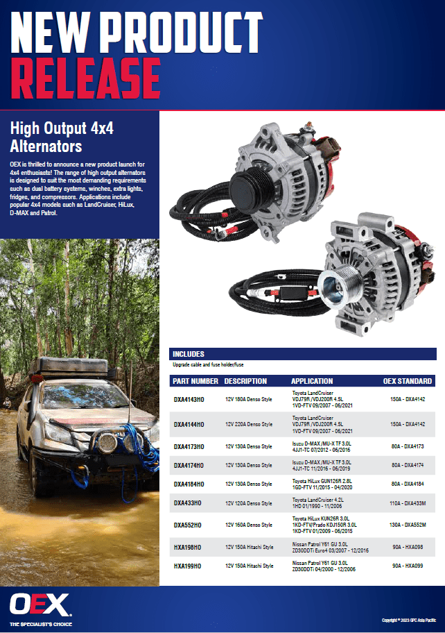 OEX High Output 4×4 Alternators NAPA Auto Parts