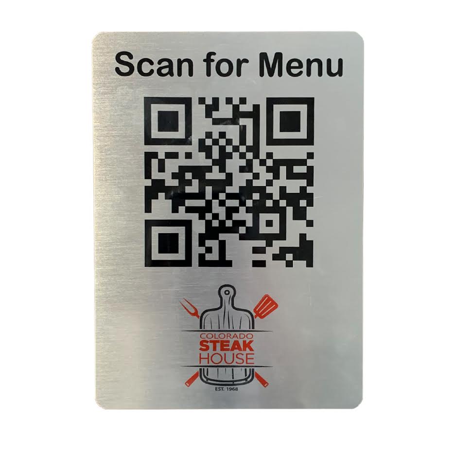 QR Code Menu Sign Touch Free Sign Metal Sign