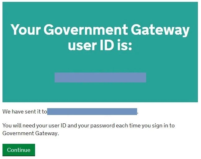 HMRC Government Gateway account setup procedure