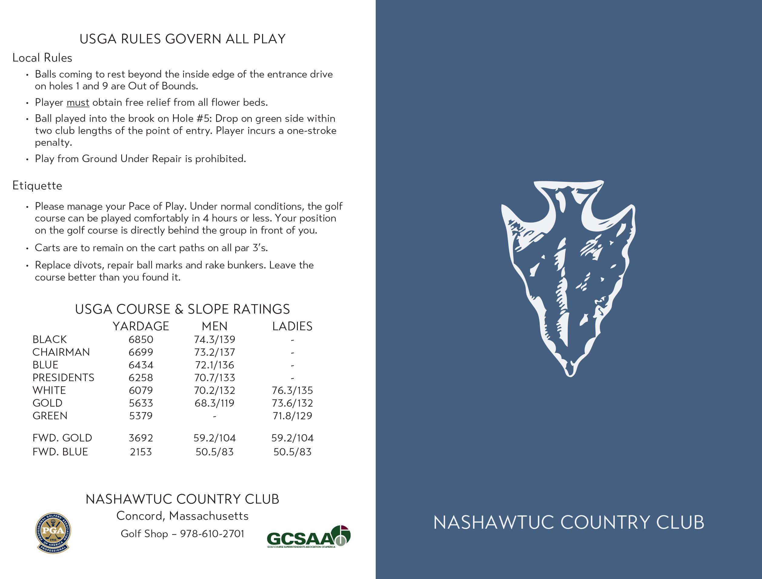 Nashawtuc Country Club Scorecard