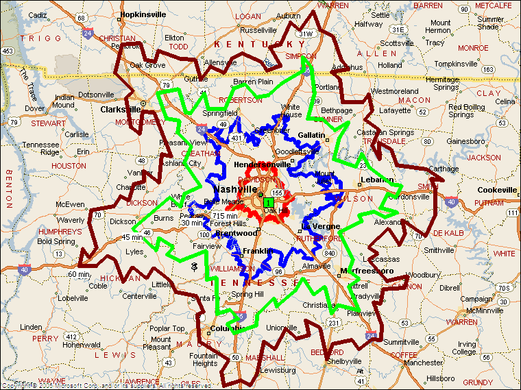 Drive Times From Nashville Map Ashton Real Estate Group