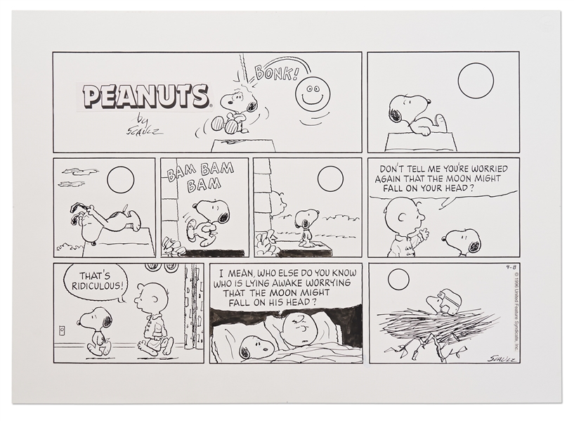 Lot Detail Original Charles Schulz HandDrawn Sunday ''Peanuts