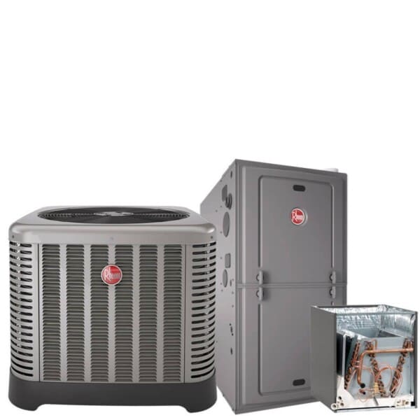 2 Ton Rheem 15.5 SEER2 R410A 80 AFUE 75,000 BTU Single Stage Upflow