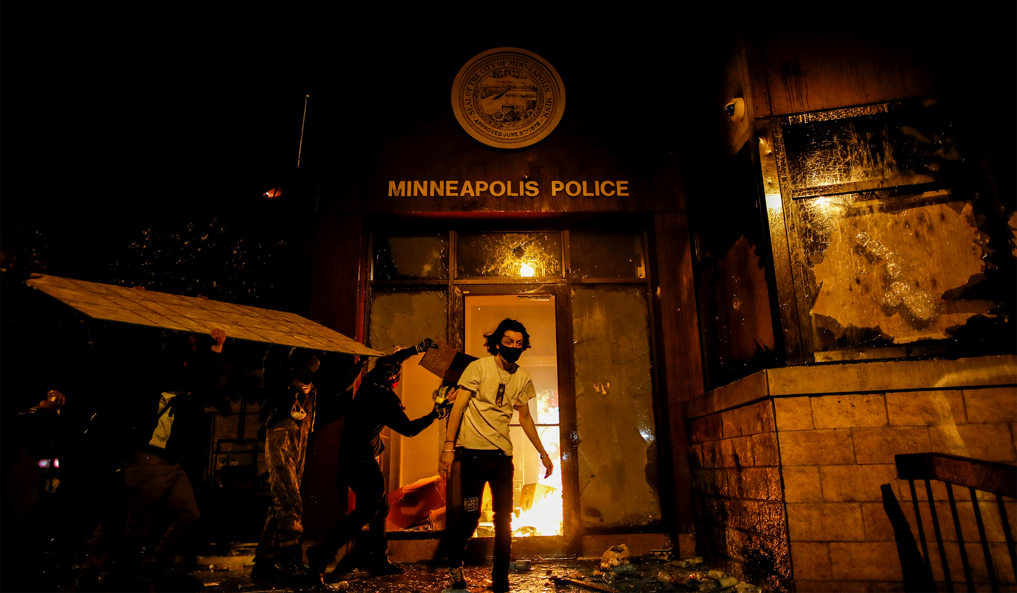 Floyd Riots Rioters Set Fire to Minneapolis Police Station