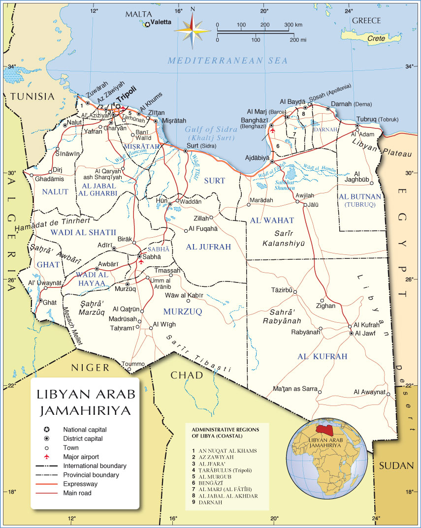 Administrative Map of Libya Nations Online Project