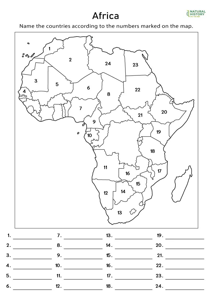 Free Printable Blank Map of Africa Worksheets