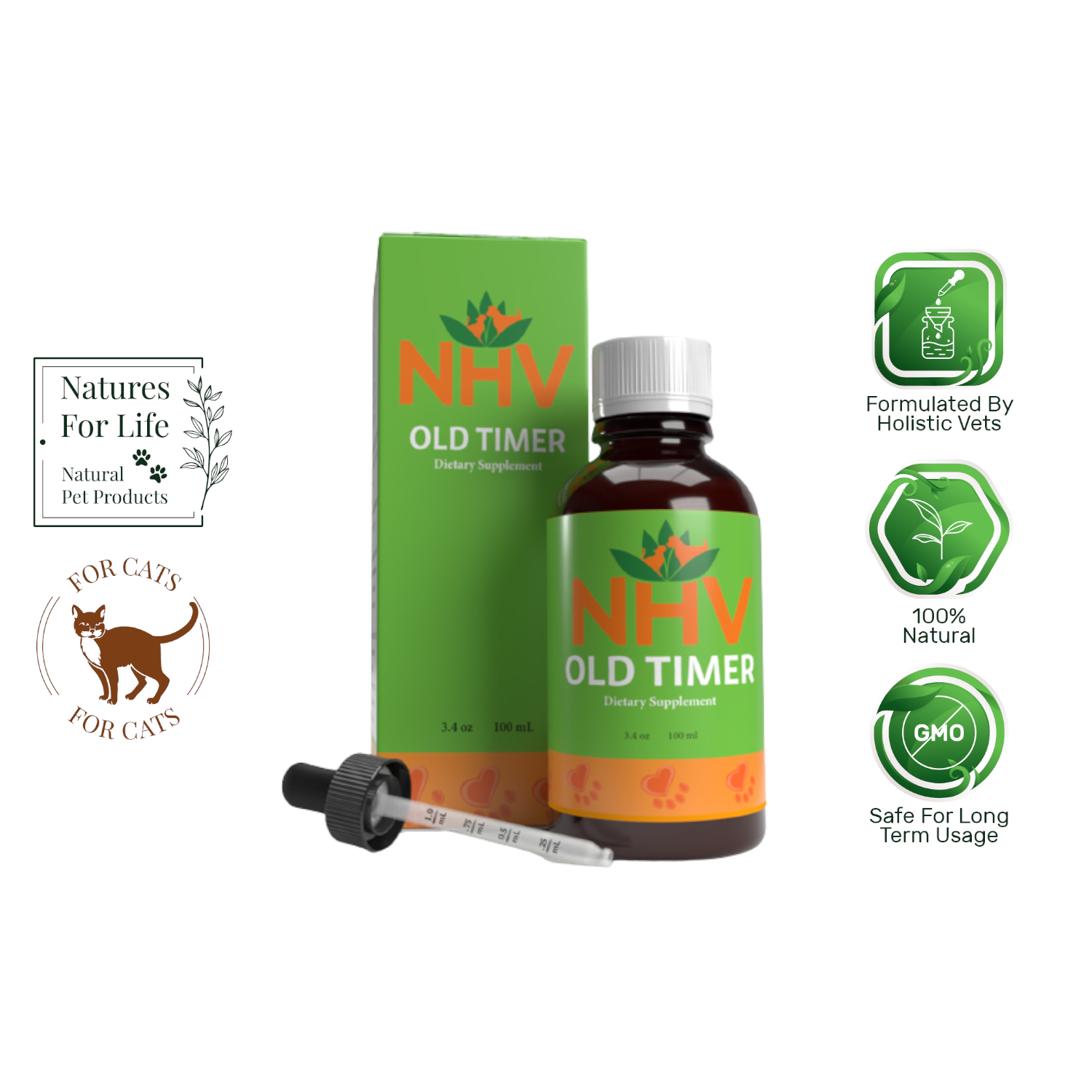 NHV Old Timer For Cats (100ml). Arthritis, Muscle and Joint Relief for
