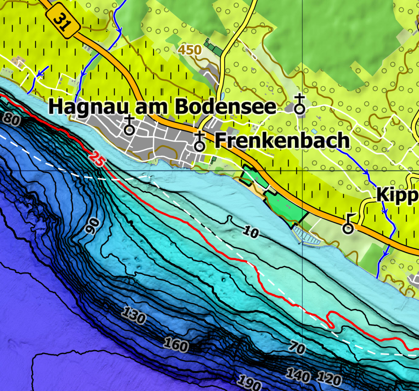 Tiefe Bodensee Karte NaturNavi Bodensee Tiefenrelief