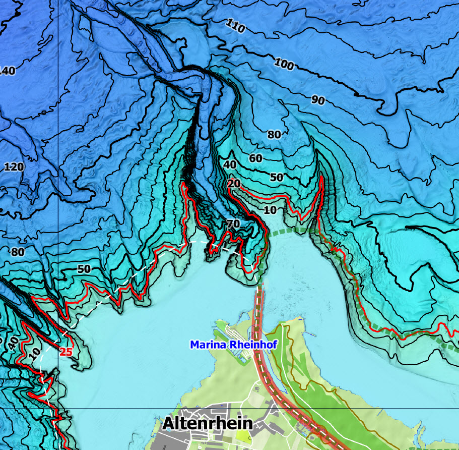 Tiefe Bodensee Karte NaturNavi Bodensee Tiefenrelief