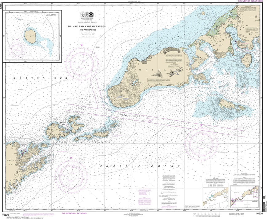 Unimak Pass Alaska Map Unimak and Akutan Passes and approaches;Amak Island 16520 Nautical