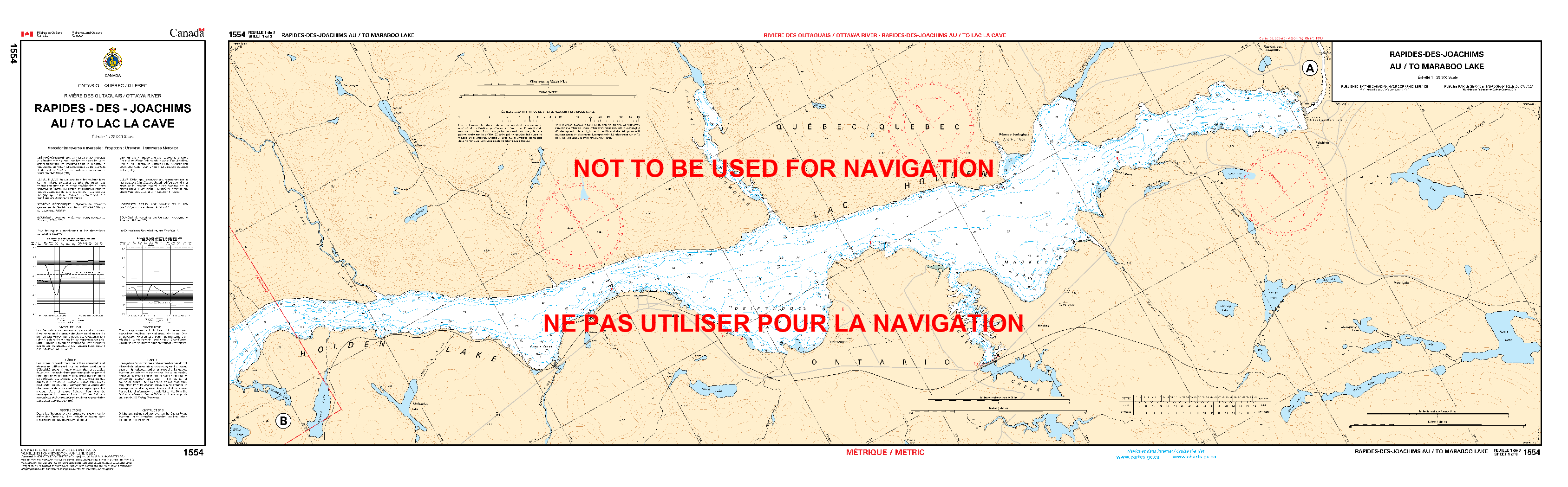 1554 RapidesdesJoachims to lac La Cave by Canadian Hydrographic