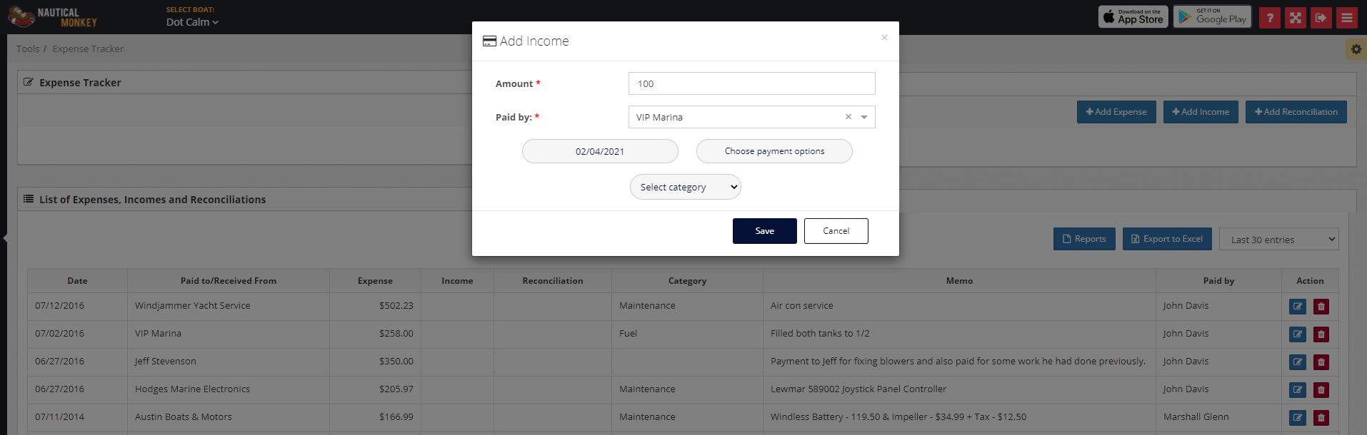 Shared Boat Expense Tracker Software Nautical Monkey