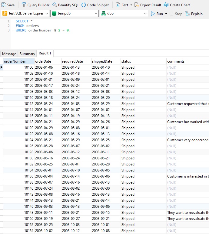 Selecting Odd or Even Numbered Rows From a Table