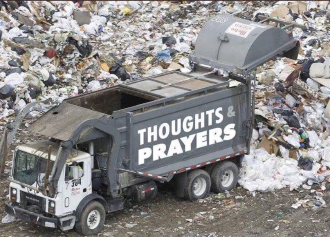PHOTO Thoughts And Prayers Garbage Truck(03)