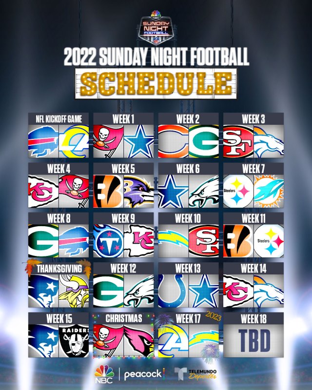 NBC announces 'Sunday Night Football' schedule Sports News Blog
