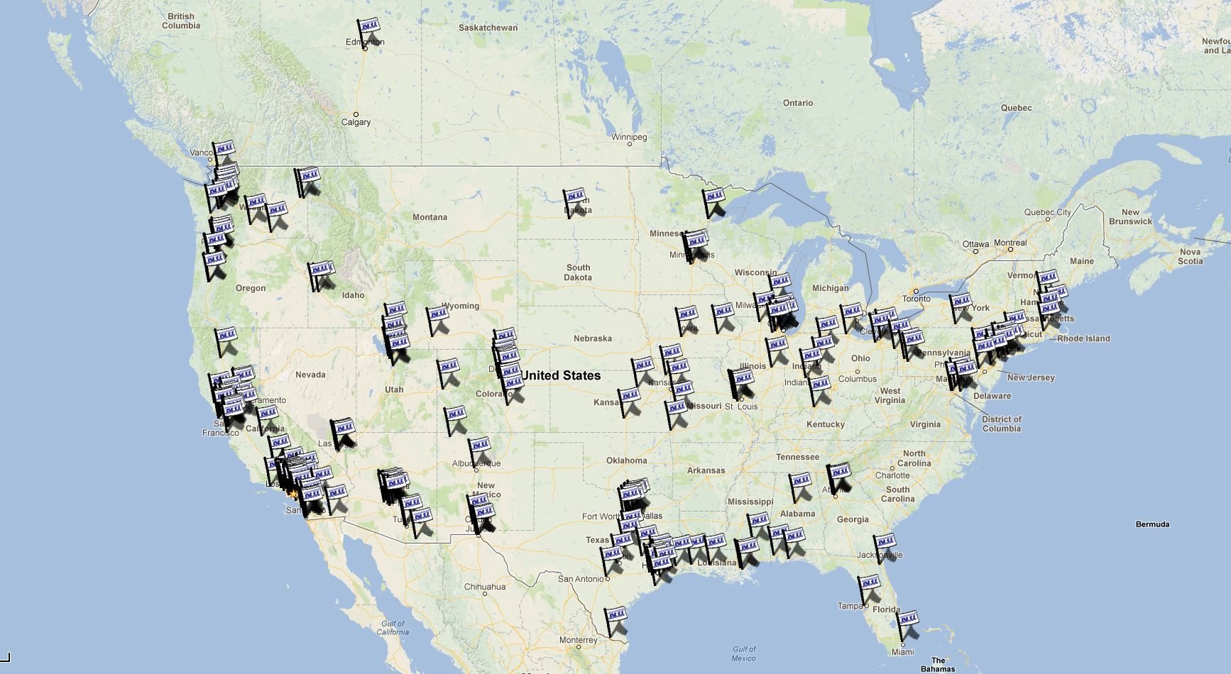 Mall Locations With Actively Installed Mall Kiosks Manufactured by NBI
