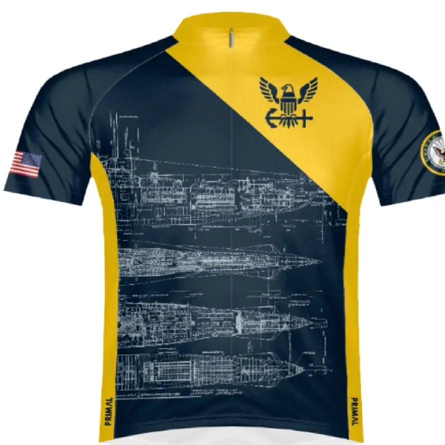 Primal Wear U.S. Navy Schematic Men's Sport Cut Full Zip cycling Jersey