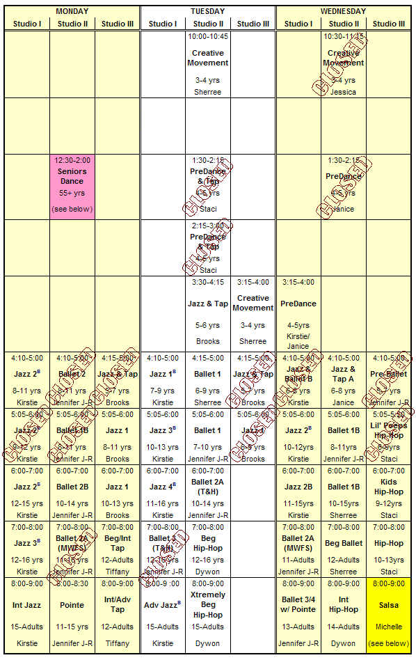 North Carolina Dance Institute 20062007 (Fall/Spring) Dance Class