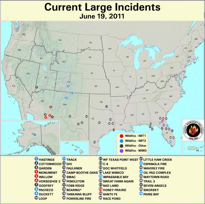 Nifc Large Fire Map Wildfires June 2011 State of the Climate National Centers for