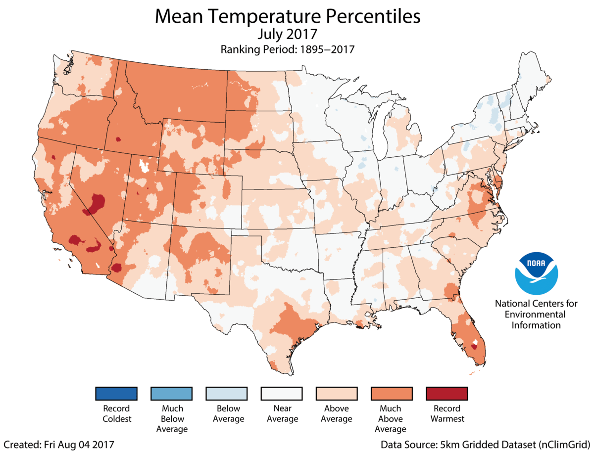 Average Max Temperature July Us Map Assessing the U.S. Climate in July 2017 News National Centers for