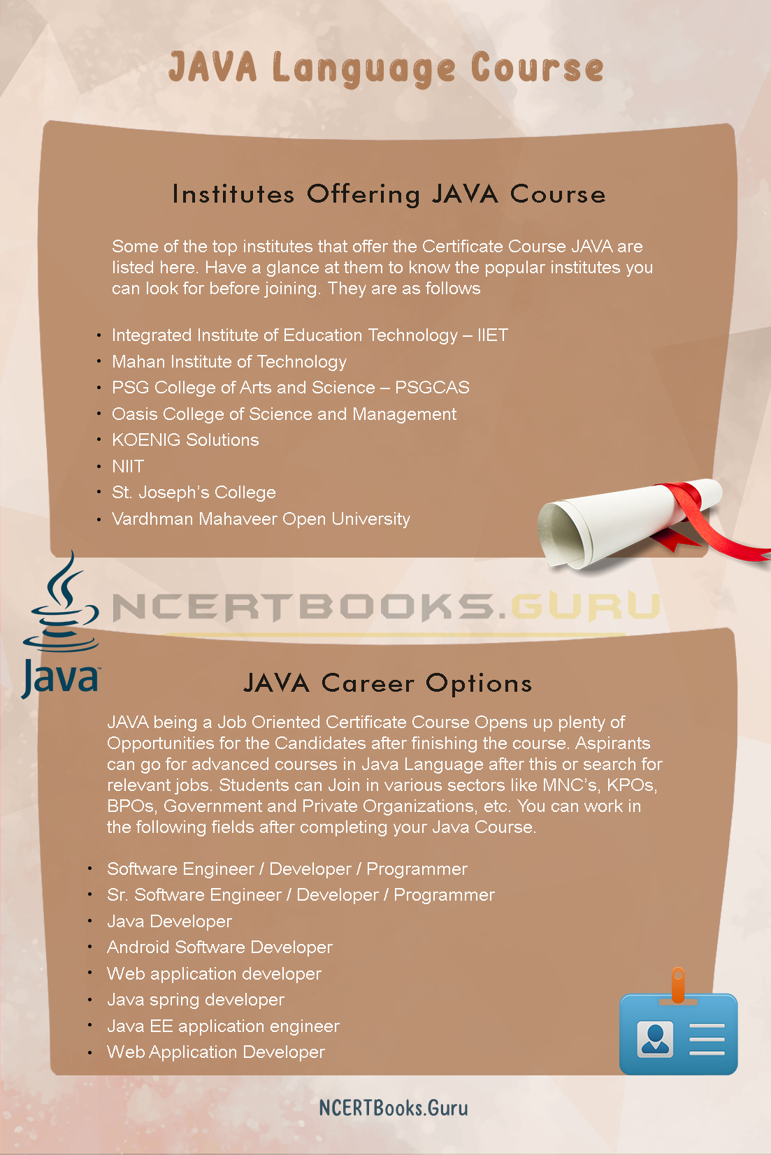 JAVA Language Course Details Eligibility, Admission, Institutes List, Fees