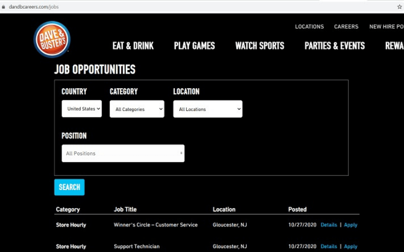 Dave and Buster’s Application Online Jobs & Career Info Discovering Employment Paths and