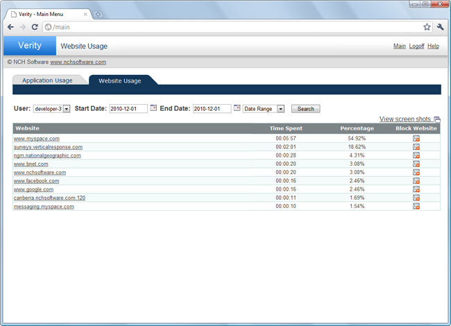 Verity Screenshots Parental Control & Child Monitoring Software