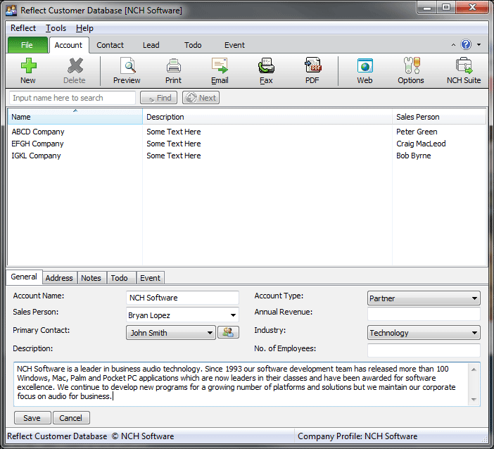 Reflect CRM Software Screenshots
