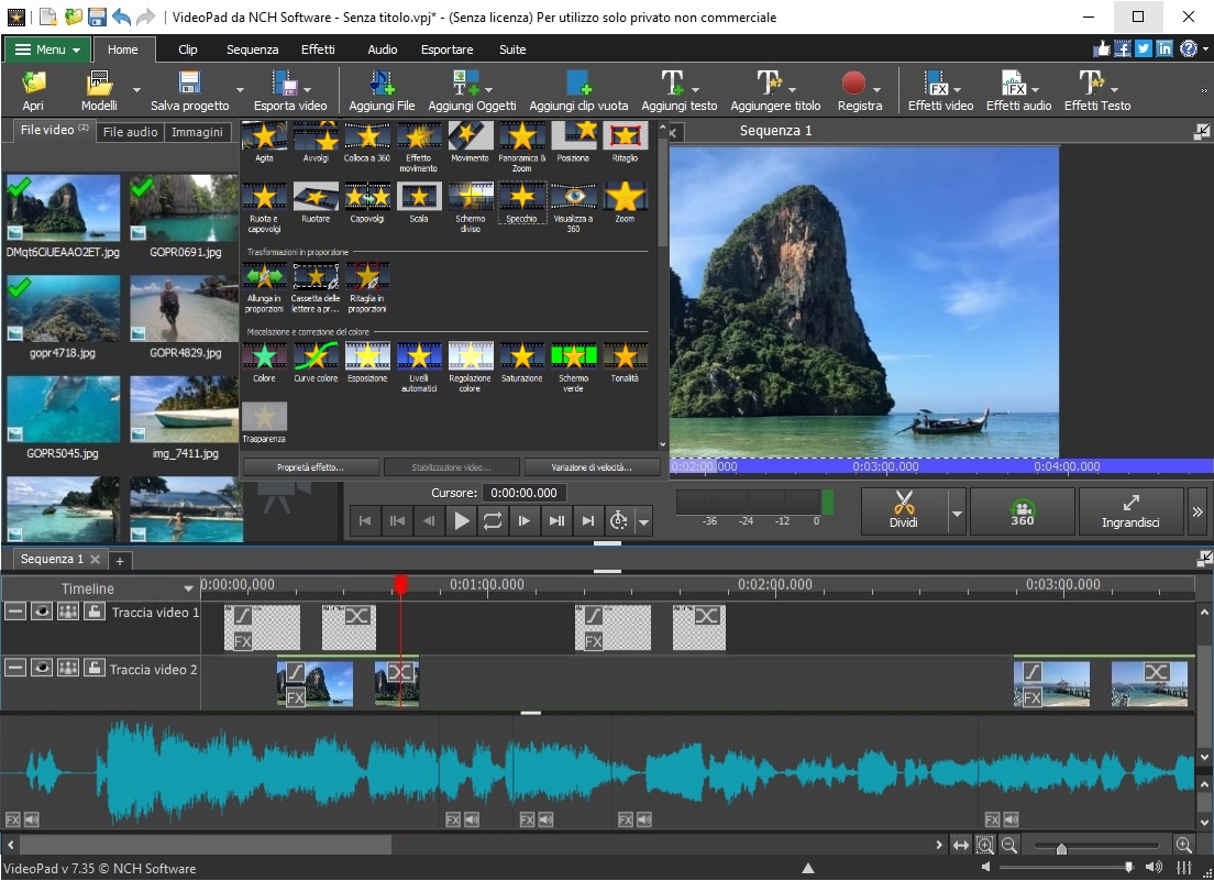 VideoPad Editor video gratuito Software di video editing gratis per