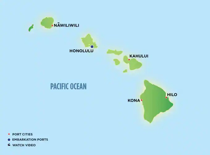 Hawaii Cruise Map Hawaii Cruise Port Cities & Map of Cruise Ports