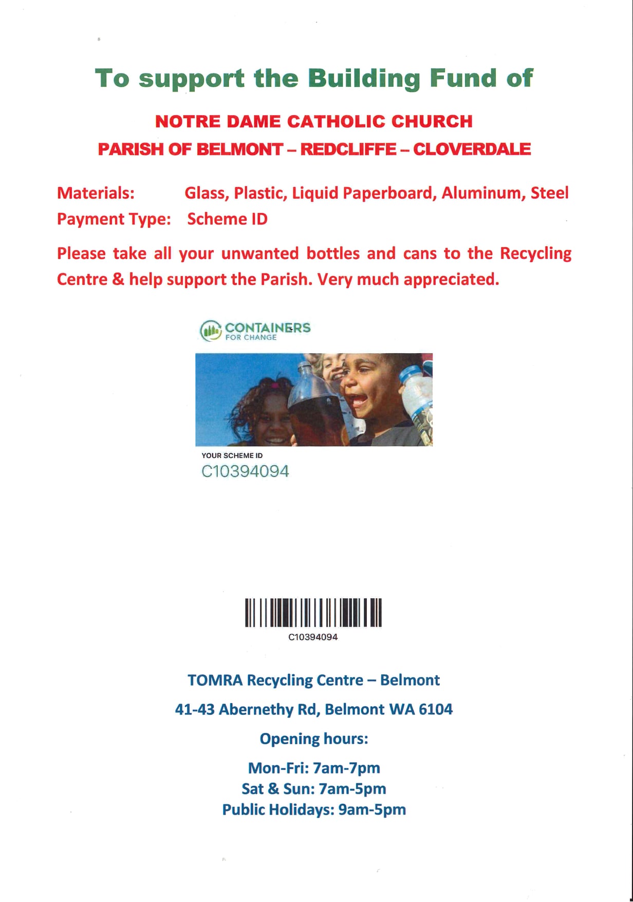 Notre Dame Parish Building Fund Fundraiser Notre Dame Parish