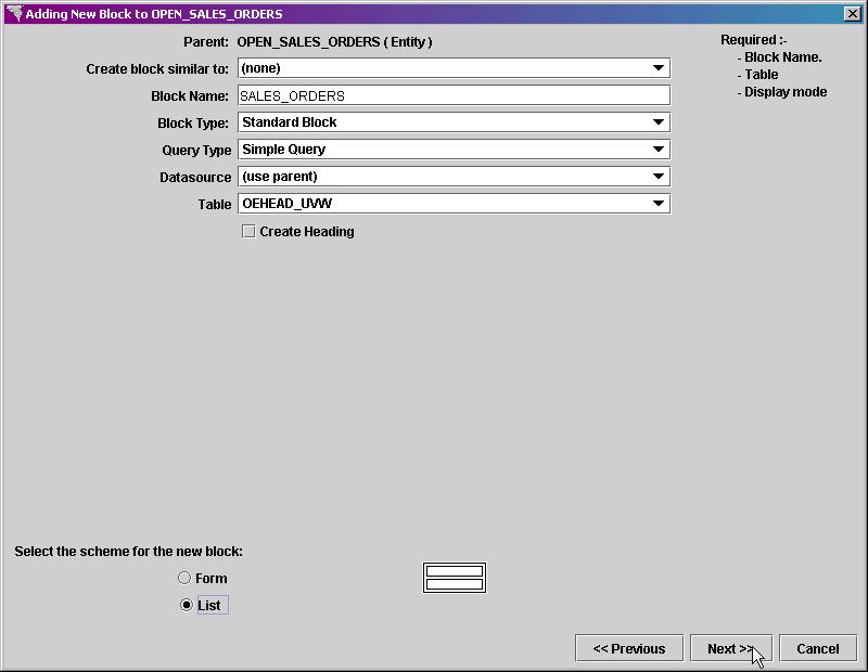 Report Entity Example List Report