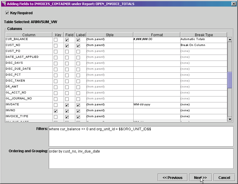 Report Entity Example List Report with Totals