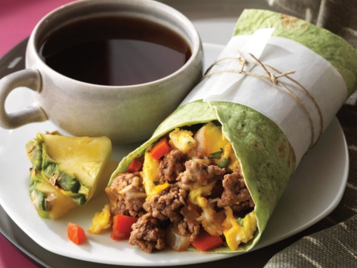Beef Sausage Breakfast Burritos
