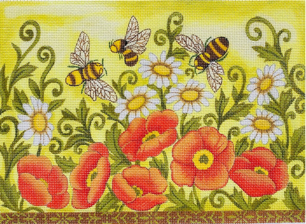 Love You More Needlepoint Designs Bees and Poppies Needle Nook