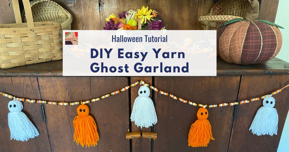 Easy Yarn Ghost Halloween Garland