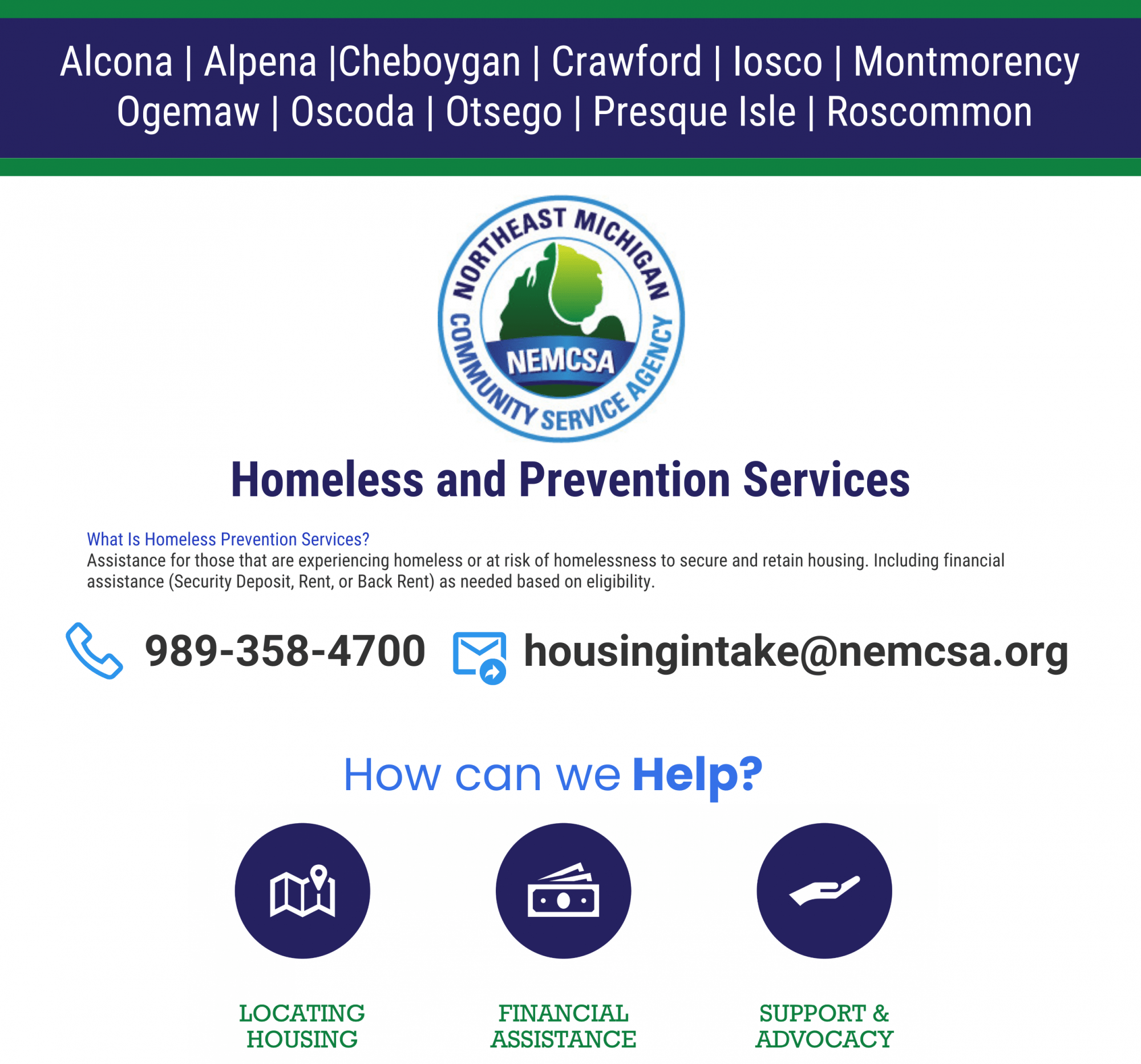 Homeless Assistance Programs Northeast Michigan CSA