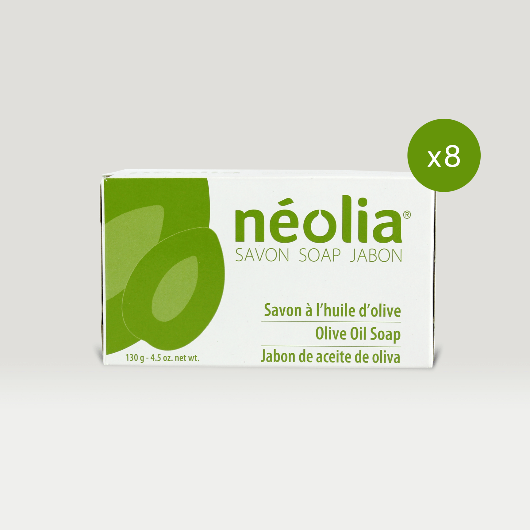 Organic Olive Oil Bar Soap 8 X 130 g (4.5 oz.) Néolia