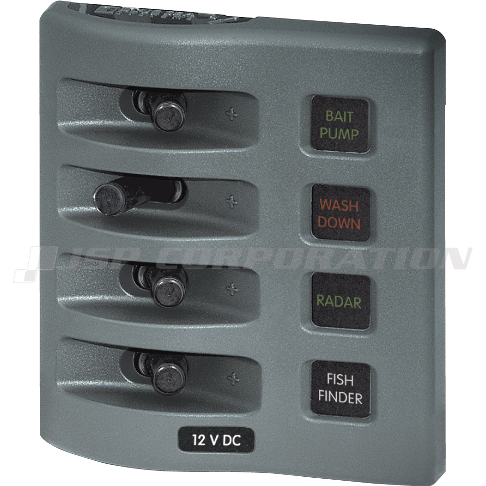 防水ブレードヒューズ付きスイッチパネル 4304 4連 BLUE SEA SYSTEMS(ブルーシー)｜ネオネットマリン通販