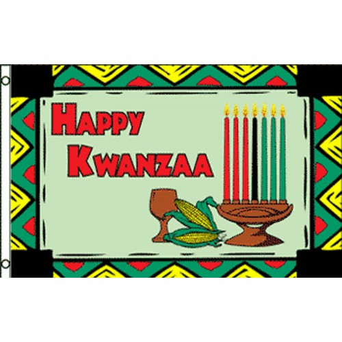 Find new online shopping HAPPY KWANZAA W/GRAPHICS POLY 3' X 5' FLAG