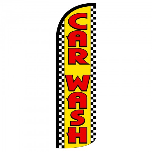 Car Wash Yellow Checker Extra Wide Windless Swooper Flag (SW11060) by