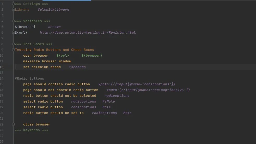 How to handle radio buttons in Robot Framework