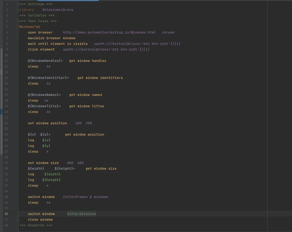 How to handle multiple windows in Robot Framework