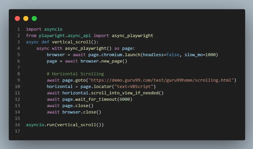 Working with Vertical and Horizontal Scrolling in Playwright