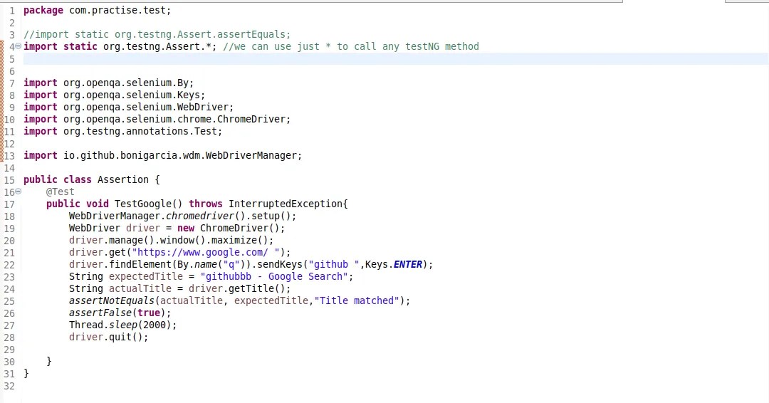 Assertion in Selenium Driver using TestNG
